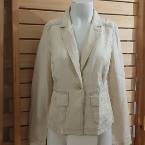 CASLON Women's Linen Blazer Jacket Beige Size S